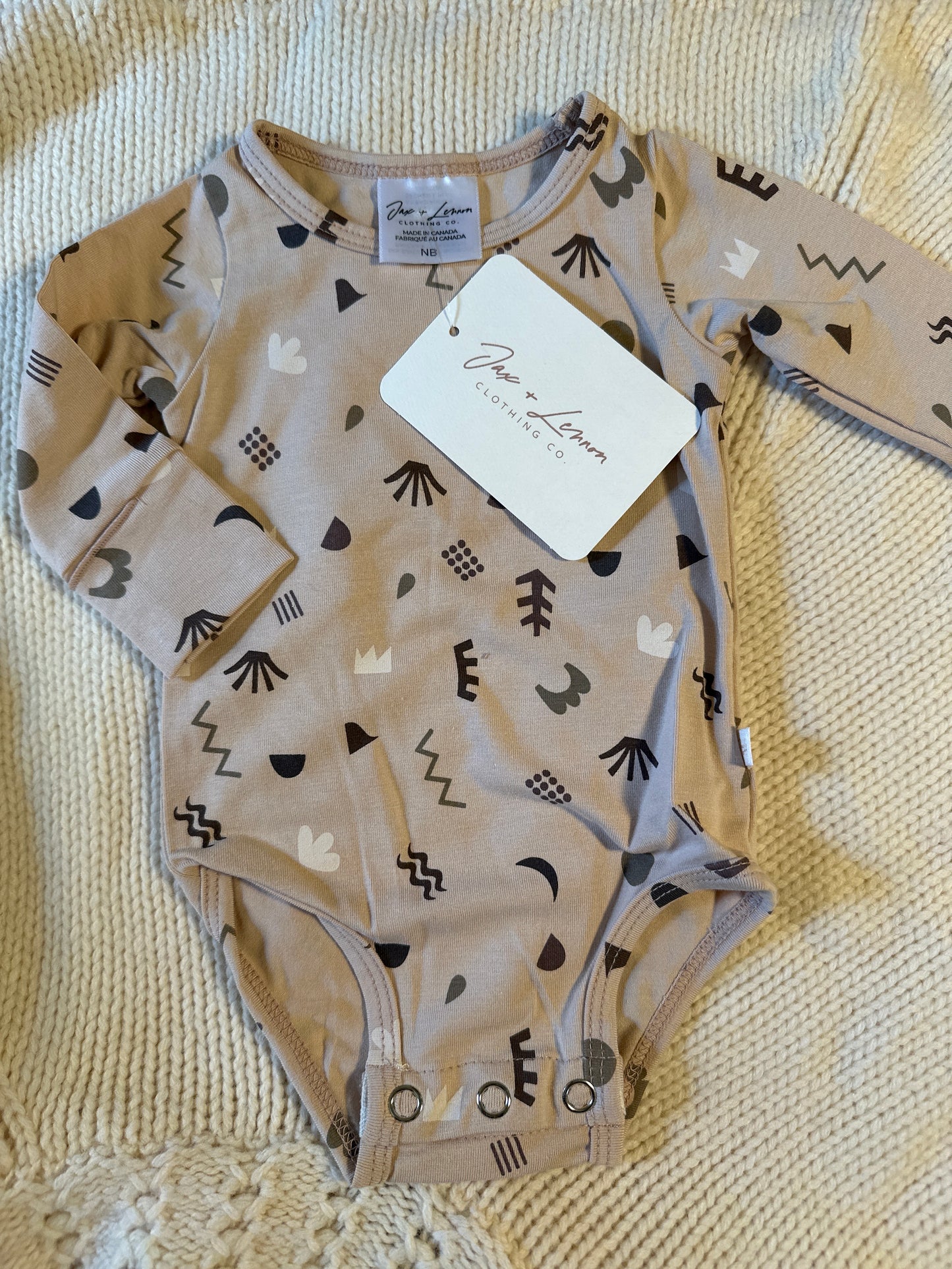 Jax & Lennon LS Onesie Sand Elements