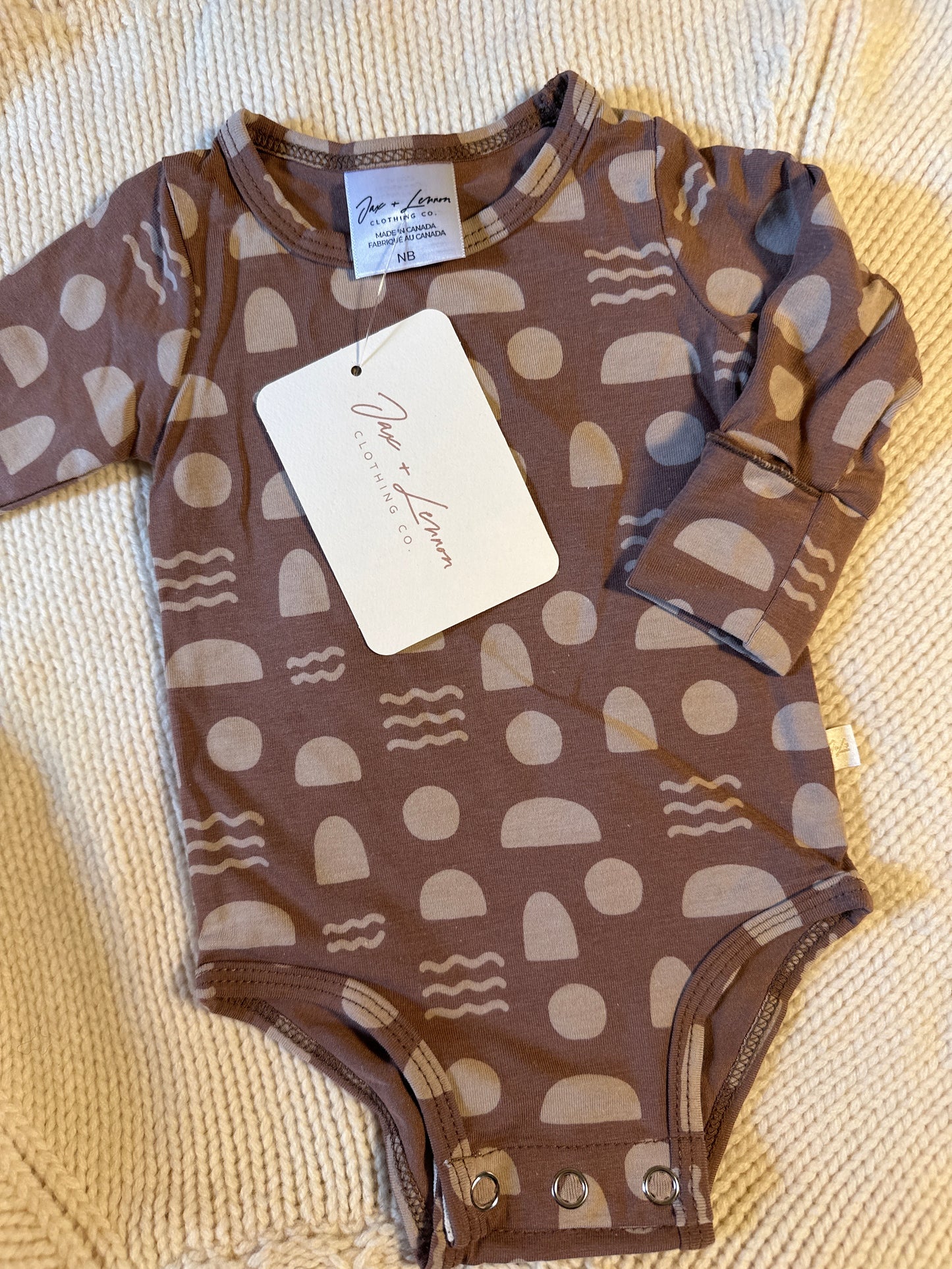 Jax & Lennon LS Onesie Bronzed Shapes