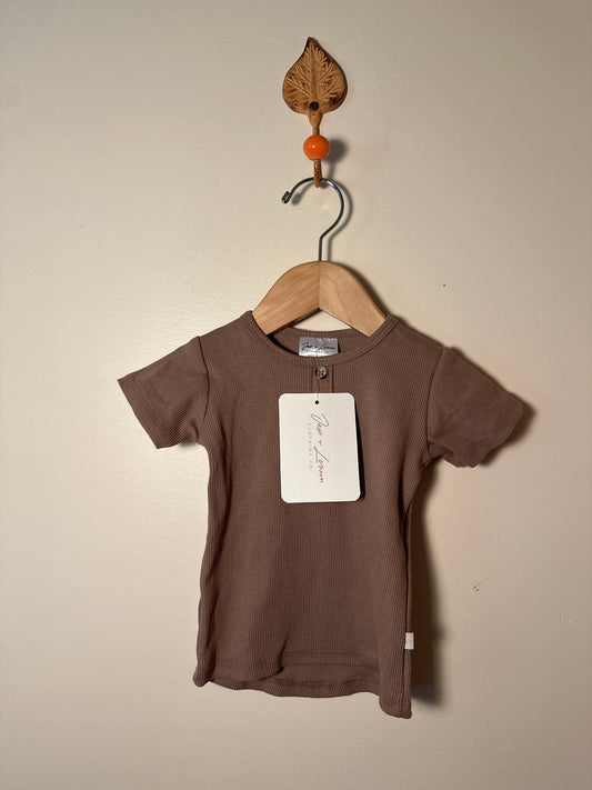 Jax & lennon Ribbed Henley Tee mocha
