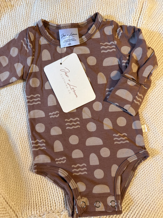 Jax & Lennon LS Onesie Bronzed Shapes