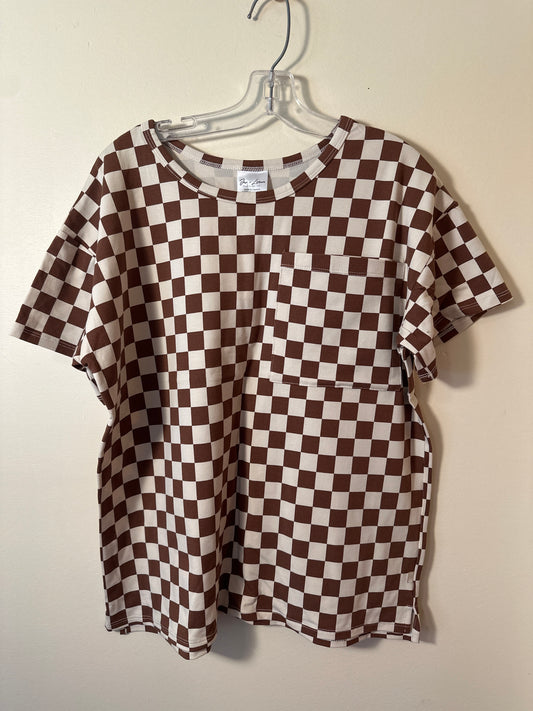 Jax and Lennon -YOUTH Boxy Tee-Cocoa Checkers